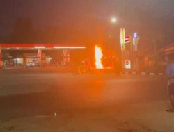 Suzuki Thunder Terbakar Usai Isi BBM di SPBU Tapak Kuda Kendari