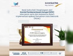 Bank Sultra Terima Penghargaan dari KPK RI Atas Implementasi Aplikasi PEDAL