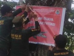 BKSDA Sultra Pasang Peringatan Bahaya Buaya di Penyeberangan Pincara Desa Laosu