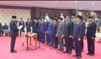 Pelantikan dan pengambilan sumpah jabatan sejumlah pejabat Pimpinan Tinggi Pratama di lingkungan Pemprov Sultra, oleh Sekda Sultra, Asrun Lio di Aula Merah Putih Rumah Jabatan Gubernur Sultra, Jumat (3/2/2023)/Ist