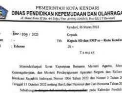 Jadwal Libur Awal Puasa dan Lebaran 2023 untuk SD dan SMP di Kendari