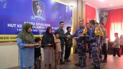 Polairud Polda Sultra Santuni Keluarga Nelayan Korban Penembakan di Hari Syukuran HUT ke-73