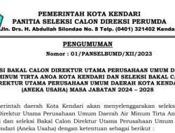 Pemkot Kendari Umumkan Buka Seleksi Bakal Calon Dirut PDAM dan Perumda