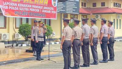22 Personel Polres Bombana Naik Pangkat