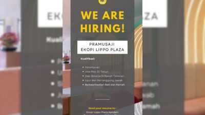 Info Loker: Ekopi Kendari Buka Rekrutmen Posisi Pramusaji