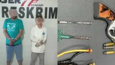 2 Pria di Kendari Digerebek saat Pesta Sabu, Polisi Temukan Senpi dan Busur