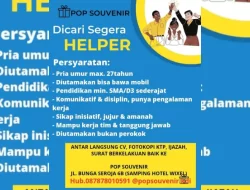 Pop Souvenir Kendari Buka Rekruitmen Posisi Helper, Simak Kualifikasinya