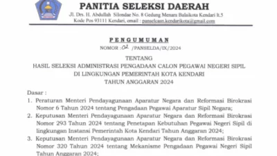 Hasil Seleksi Administrasi CPNS Pemkot Kendari, 628 Pelamar Memenuhi Syarat