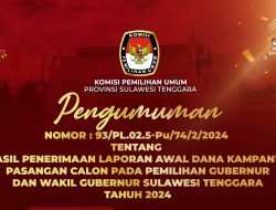 Laporan Awal Dana Kampanye Empat Paslon Pilkada Sultra 2024, Berikut Rinciannya