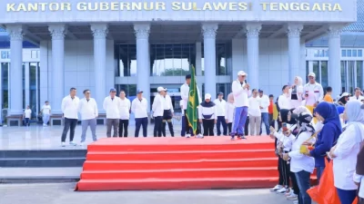 Meriahkan HUT Korpri, Pemprov Sultra Gelar Jalan Sehat dan Senam Massal