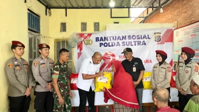 Ditreskrimsus Polda Sultra Salurkan Bansos di Hari Bhayangkara ke-79