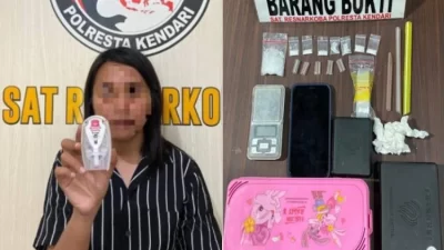 Wanita Pengedar Narkoba Modus Sistem Tempel di Kendari Diringkus, 12,8 Gram Sabu Disita