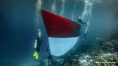 HUT RI ke-80, Bendera Merah Putih Berkibar di Bawah Laut Wamboliga Wakatobi
