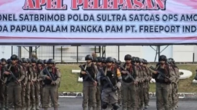 Amankan Freeport, 100 Personel Brimob Polda Sultra Dikirim ke Papua